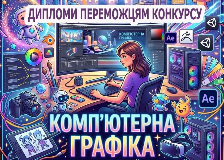Дипломи переможцям конкурсу конкурсу комп’ютерної графіки та анімації.